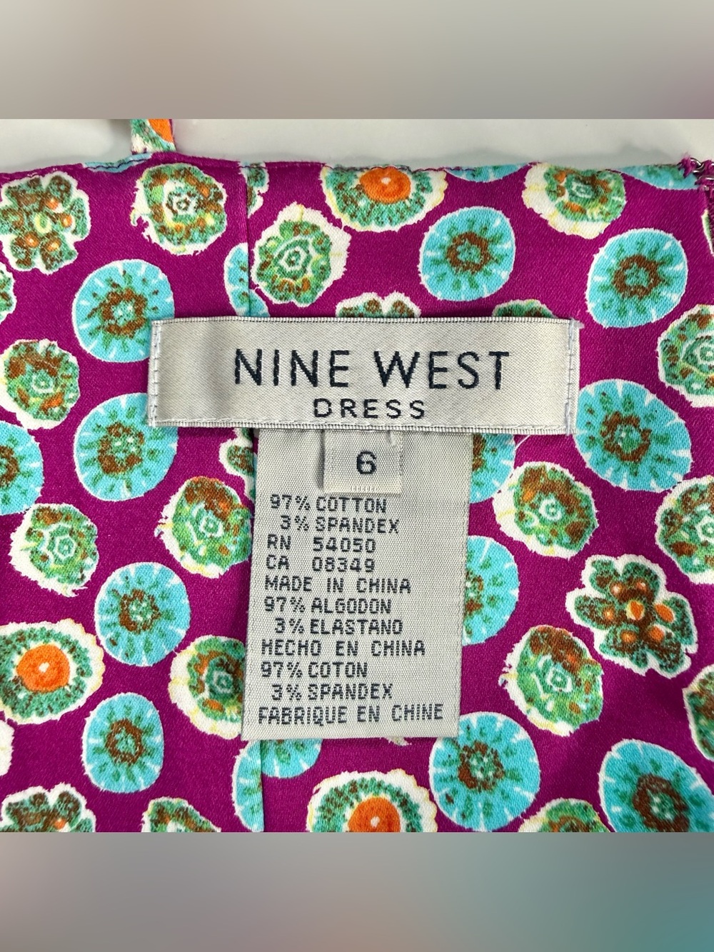 NINE WEST Size 6 Fit and Flare Adjustable Spaghetti Strap Sleeveless Print Dress - Picture 6 of 14